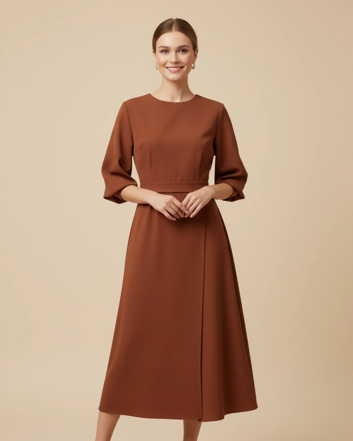Women's Silk Belted Wrap Midi Dress