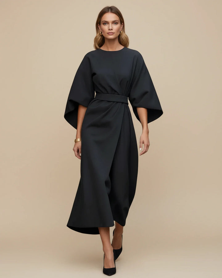 Women's Silk Belted Wrap Midi Dress