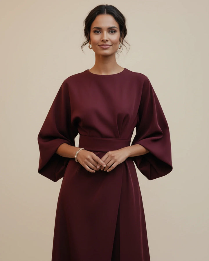 Women's Silk Belted Wrap Midi Dress