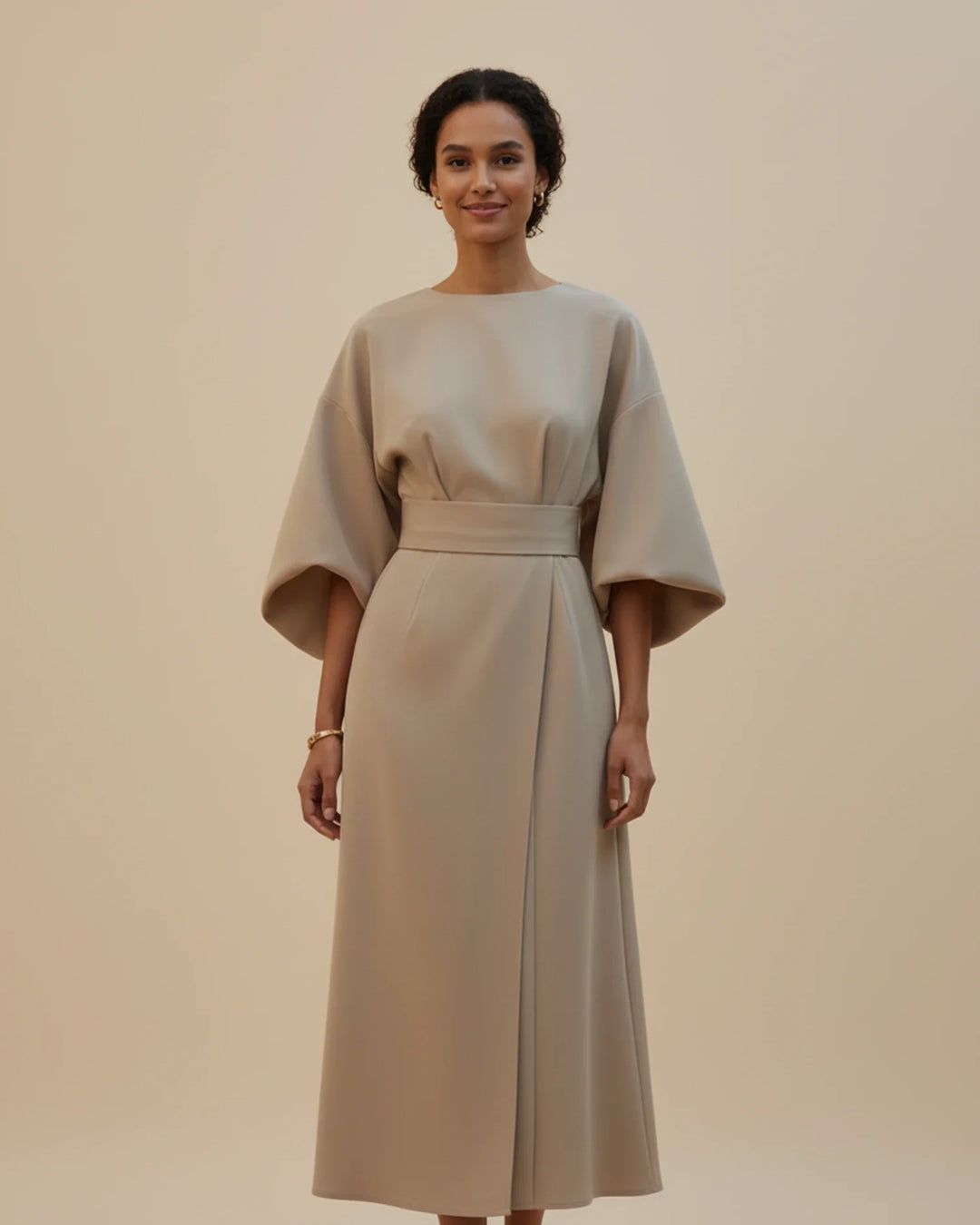 Women's Silk Belted Wrap Midi Dress
