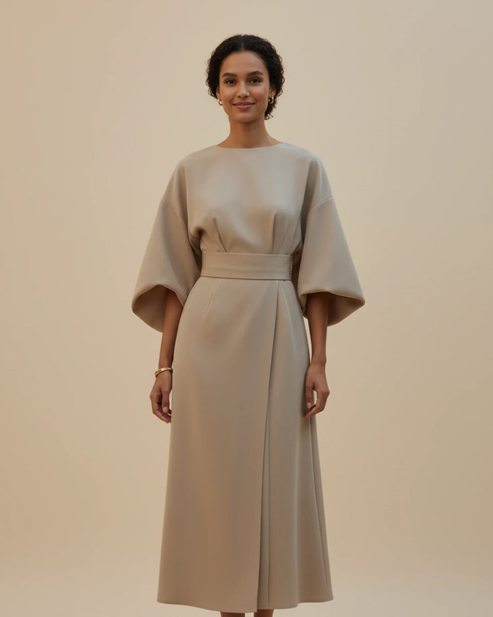 Women's Silk Belted Wrap Midi Dress