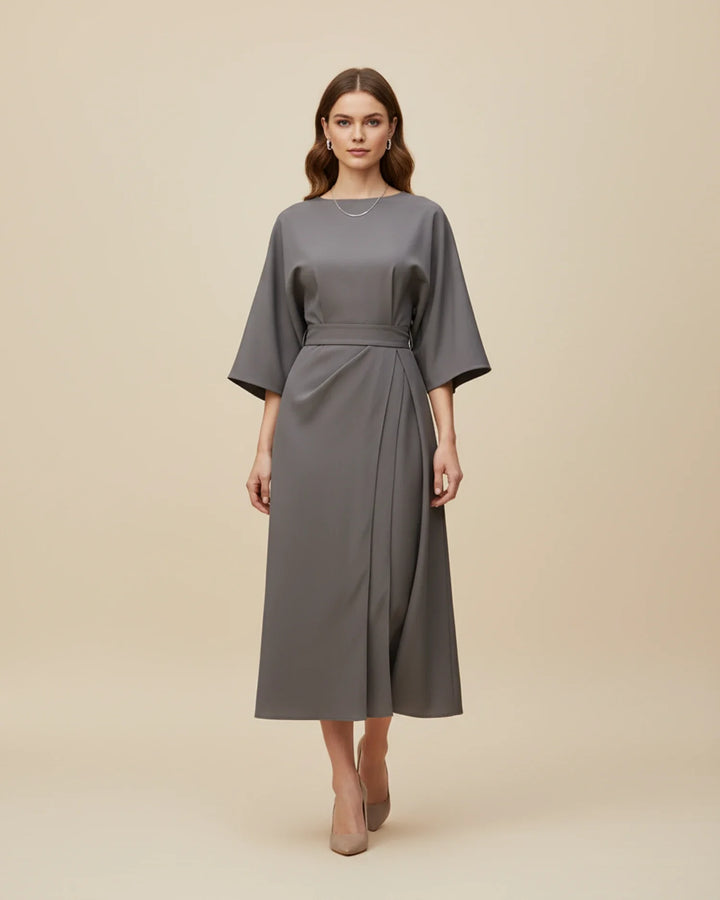 Women's Silk Belted Wrap Midi Dress