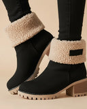 Women's Fleece Lined Chunky Block Heel Ankle Boots