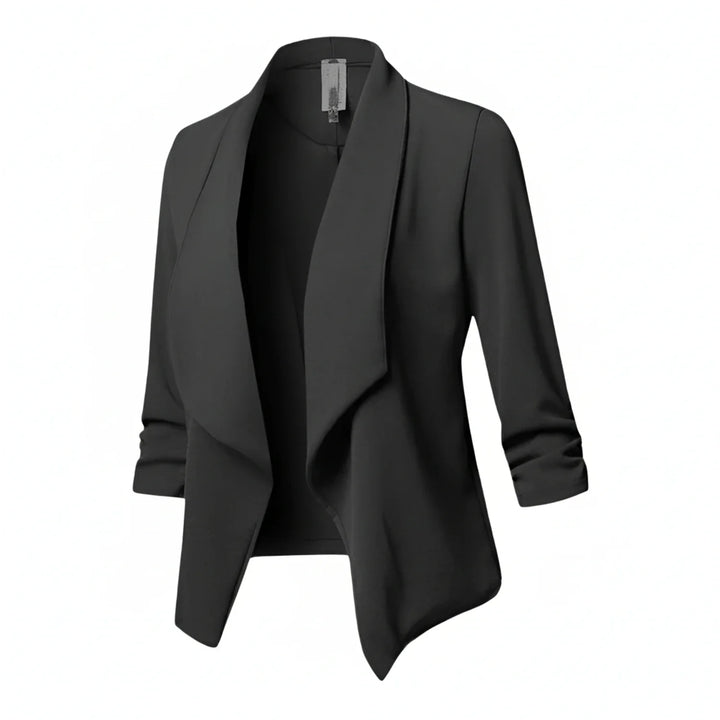 Women's Knit Blend Blazer Casual Ruched Sleeve Open Front Cardigan