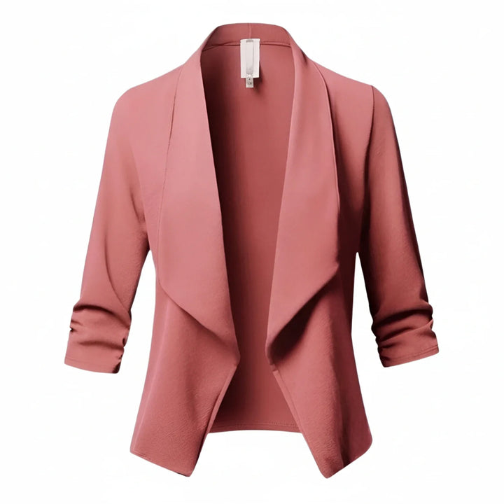 Women's Knit Blend Blazer Casual Ruched Sleeve Open Front Cardigan