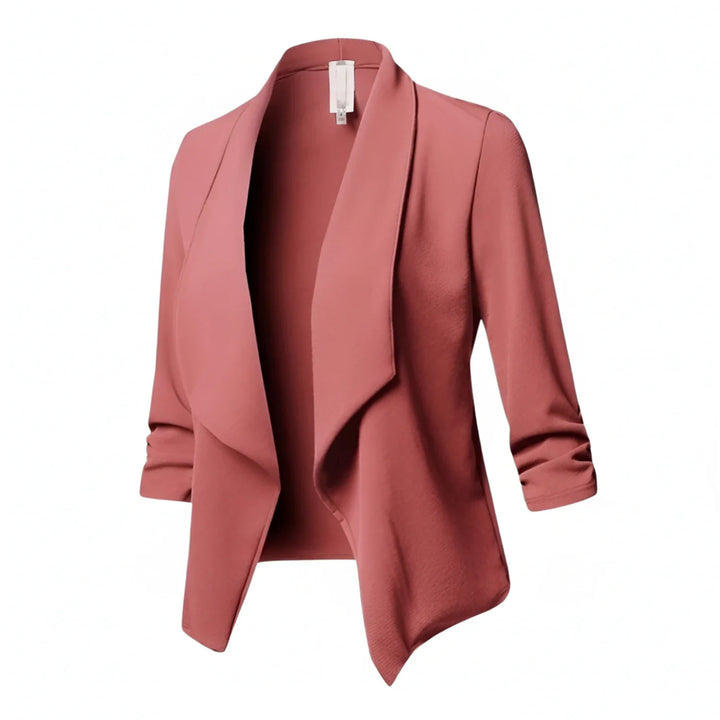 Women's Knit Blend Blazer Casual Ruched Sleeve Open Front Cardigan