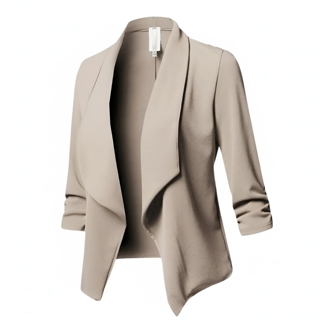 Women's Knit Blend Blazer Casual Ruched Sleeve Open Front Cardigan