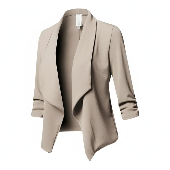 Women's Knit Blend Blazer Casual Ruched Sleeve Open Front Cardigan
