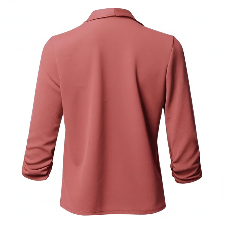 Women's Knit Blend Blazer Casual Ruched Sleeve Open Front Cardigan