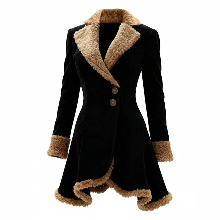 Women's Coat Leather Shearling Faux Fur Trim Fleece Jacket