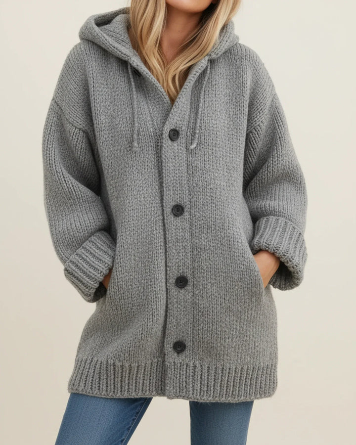 Women's Wool Knit Cardigan Hoodie Oversized Long Jumper Coat