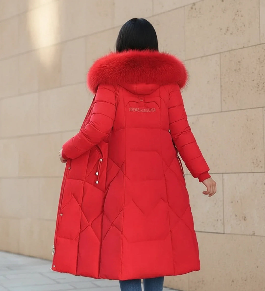 Women's Down Puffer Coat Long Fleece Hooded Parka Jacket