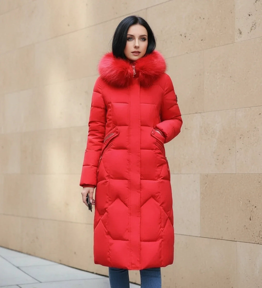 Women's Down Puffer Coat Long Fleece Hooded Parka Jacket