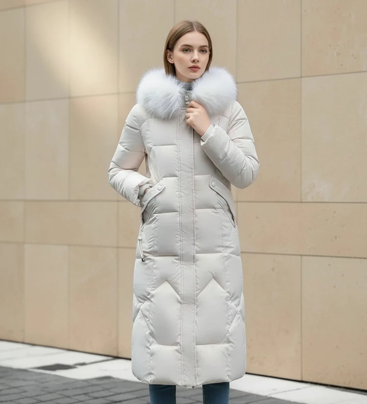 Women's Down Puffer Coat Long Fleece Hooded Parka Jacket