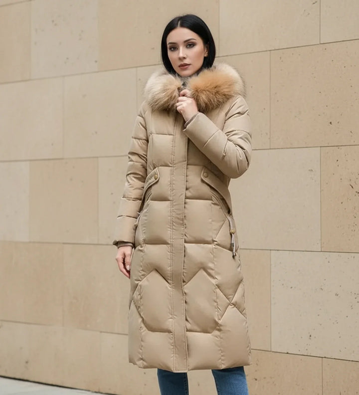 Women's Down Puffer Coat Long Fleece Hooded Parka Jacket