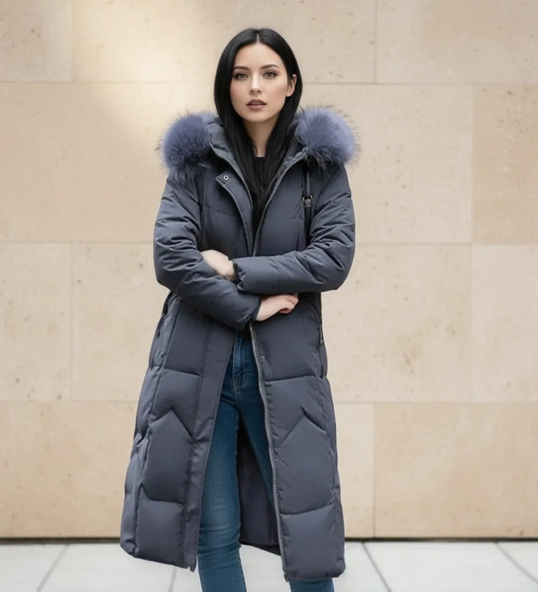 Women's Down Puffer Coat Long Fleece Hooded Parka Jacket