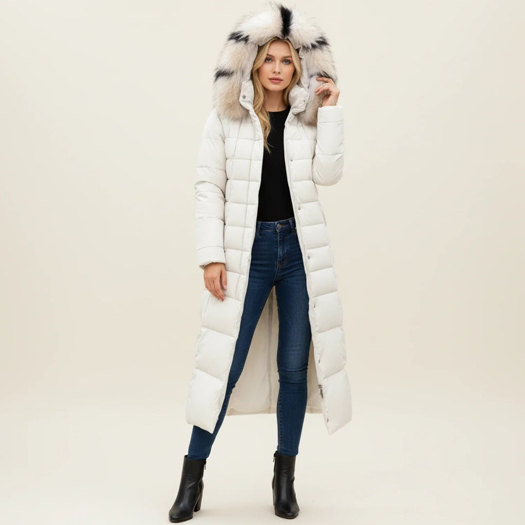 Women's Long Puffer Coat Fleece Hooded Parka Jacket Outerwear