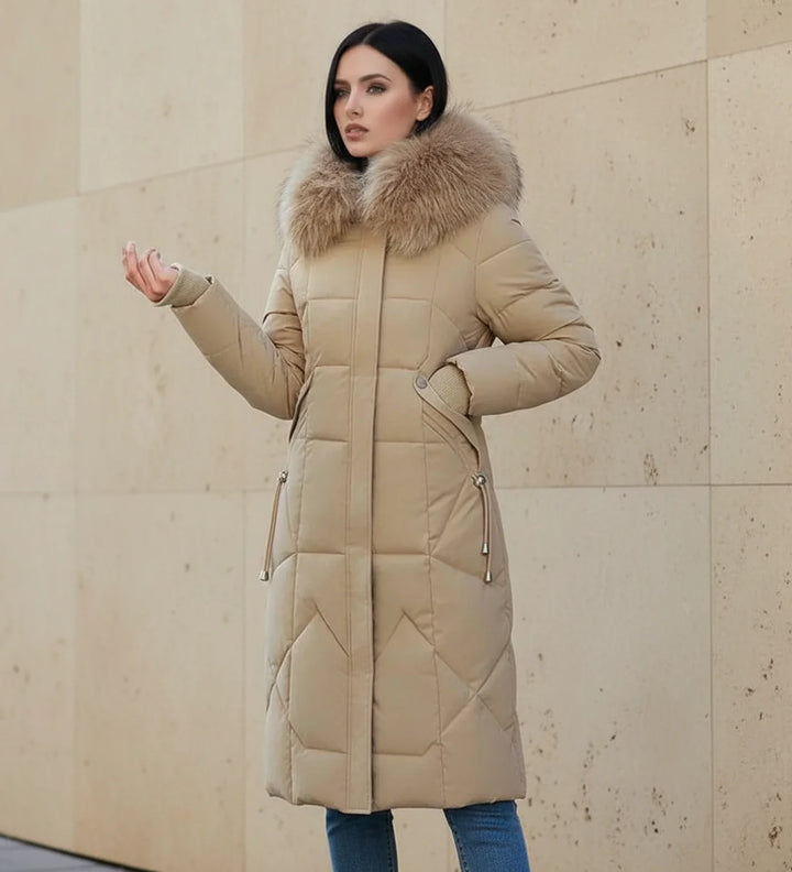 Women's Down Puffer Coat Long Fleece Hooded Parka Jacket