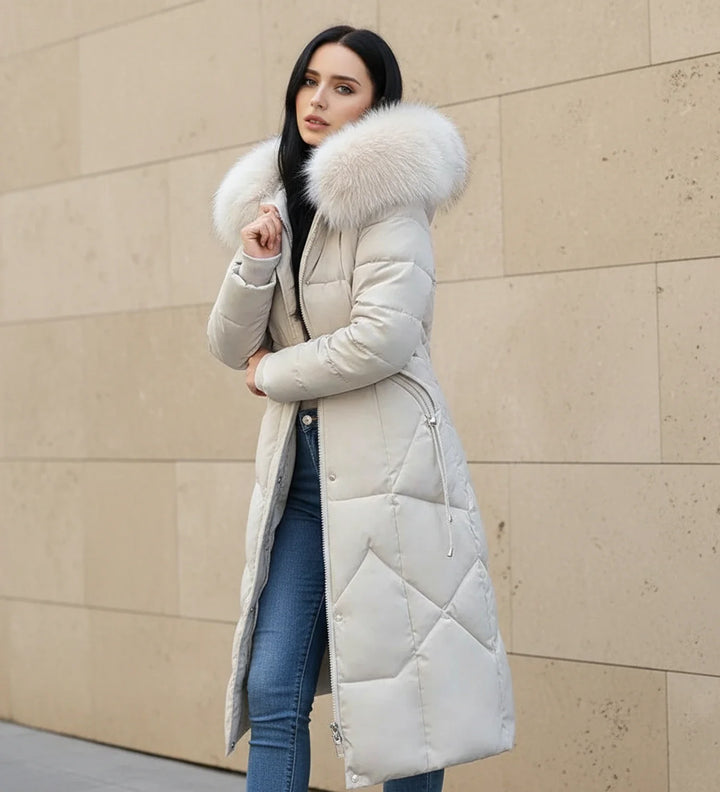 Women's Down Puffer Coat Long Fleece Hooded Parka Jacket