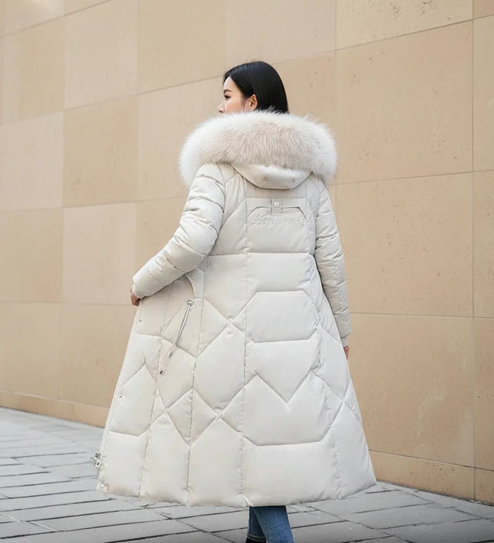 Women's Down Puffer Coat Long Fleece Hooded Parka Jacket
