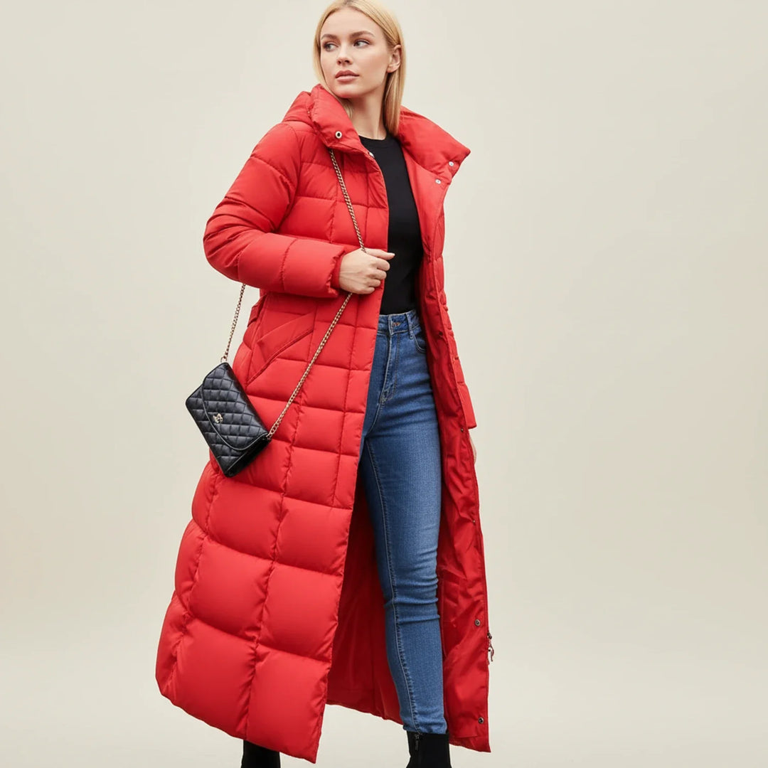 Women's Long Puffer Coat Fleece Hooded Parka Jacket Outerwear