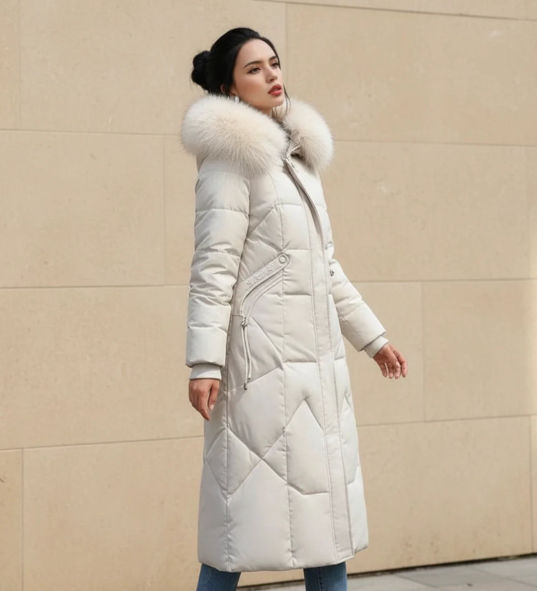 Women's Down Puffer Coat Long Fleece Hooded Parka Jacket