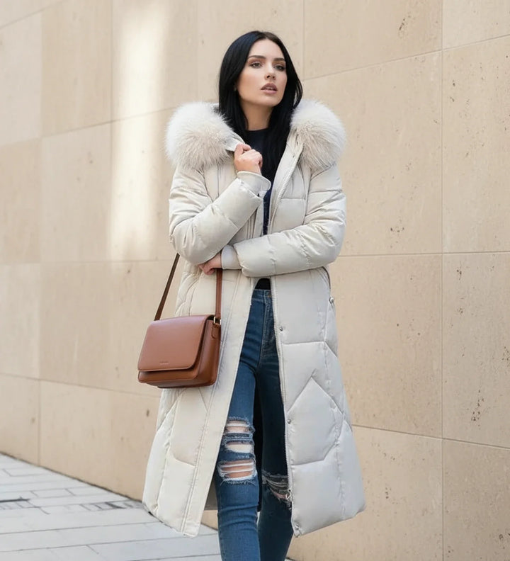 Women's Down Puffer Coat Long Fleece Hooded Parka Jacket