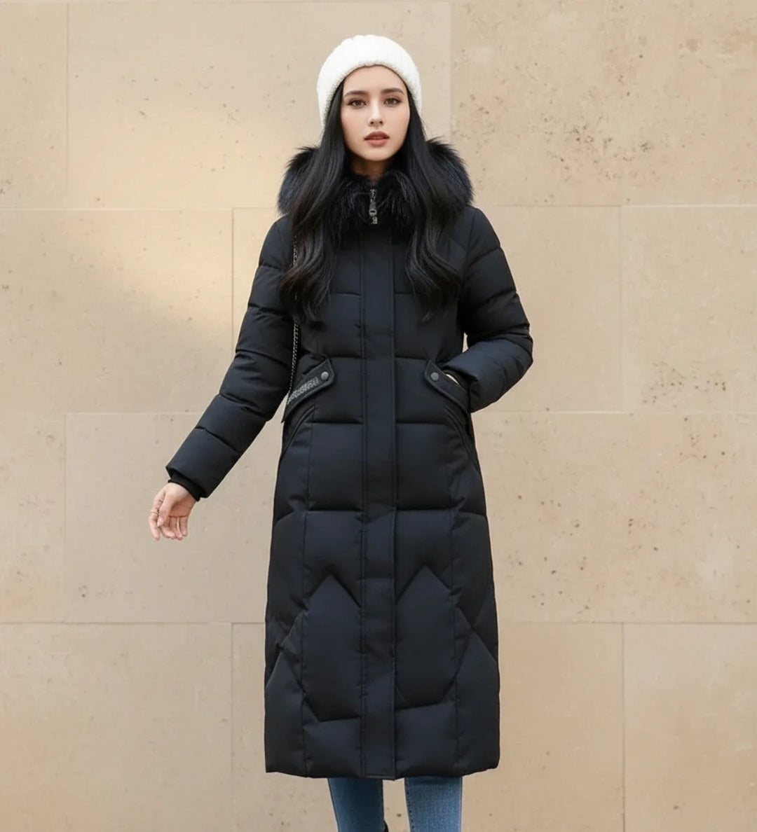 Women's Down Puffer Coat Long Fleece Hooded Parka Jacket