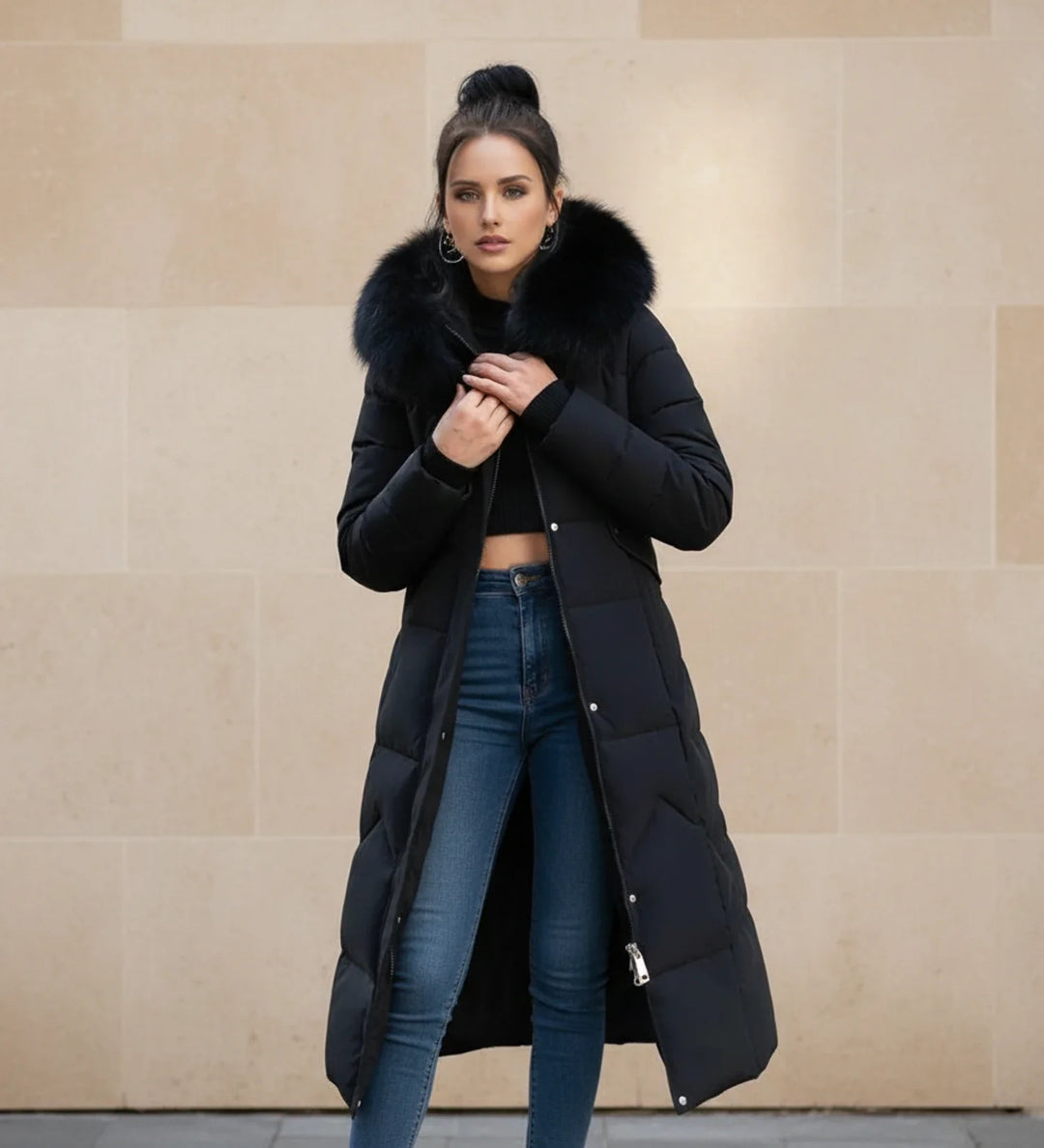 Women's Down Puffer Coat Long Fleece Hooded Parka Jacket