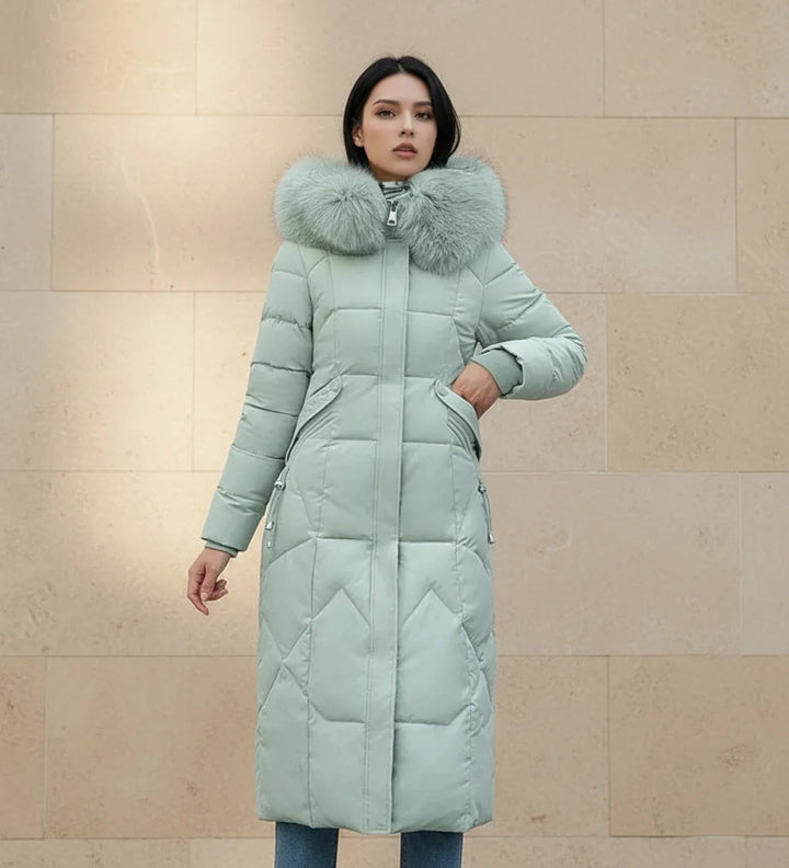 Women's Down Puffer Coat Long Fleece Hooded Parka Jacket