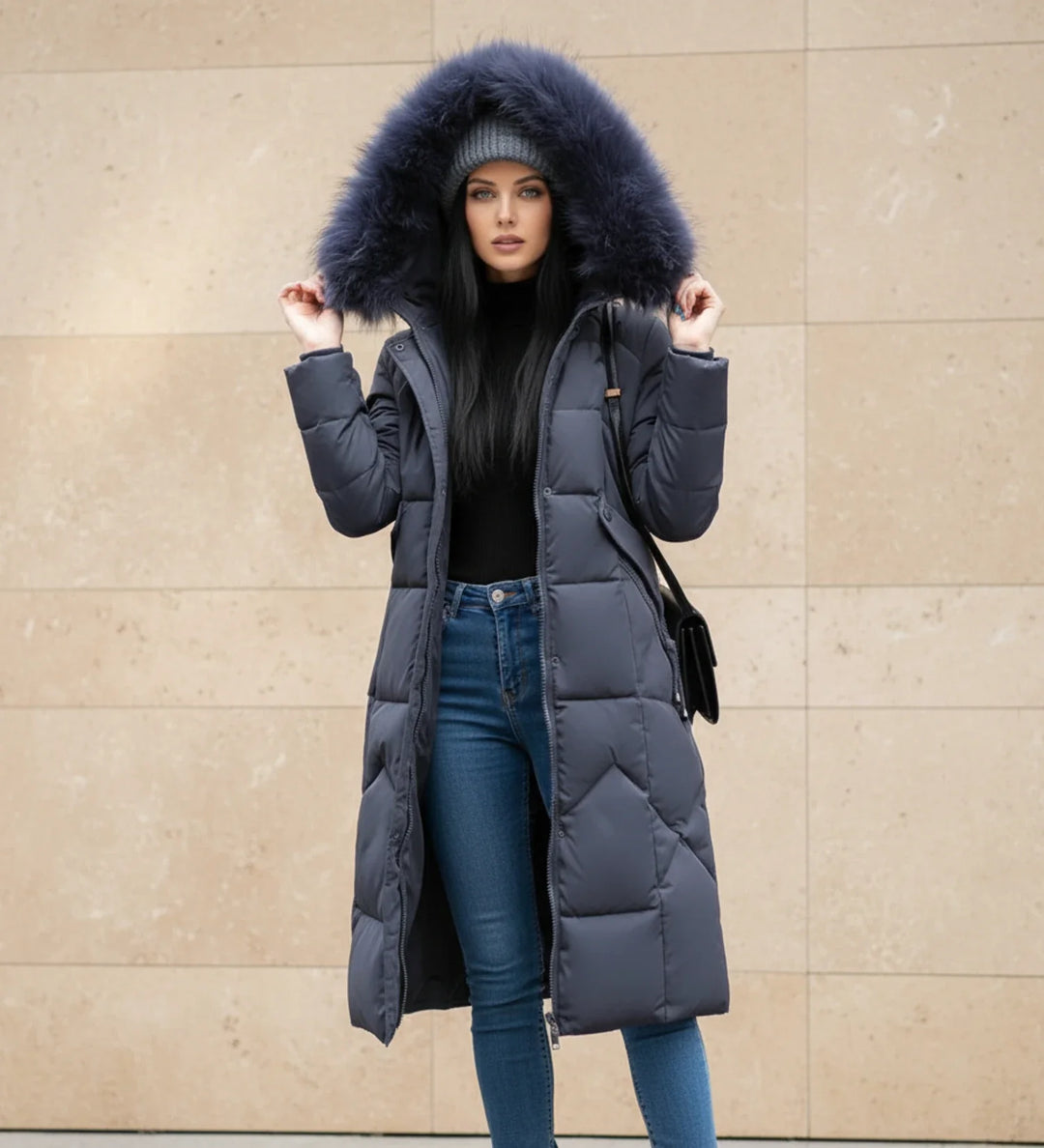 Women's Down Puffer Coat Long Fleece Hooded Parka Jacket