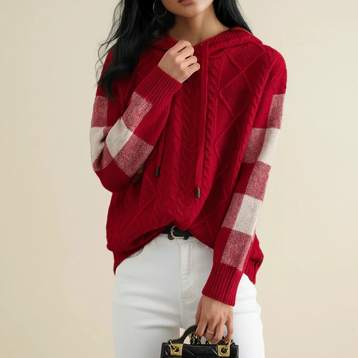 Women's Cable Knit Hoodie Wool Sweater Jumper Pullover