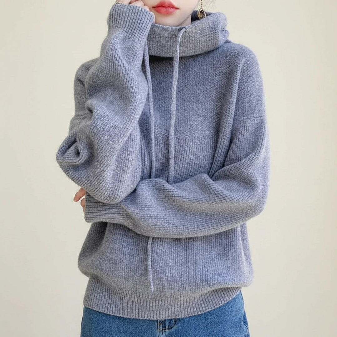Women's Wool Knit Cowl Neck Pullover Jumper Hoodie Sweater