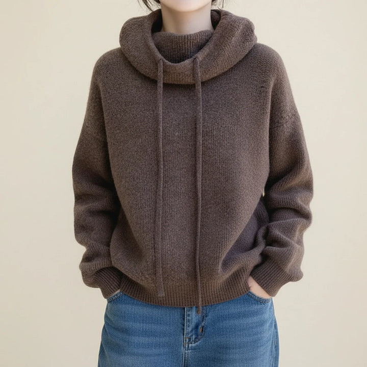 Women's Wool Knit Cowl Neck Pullover Jumper Hoodie Sweater