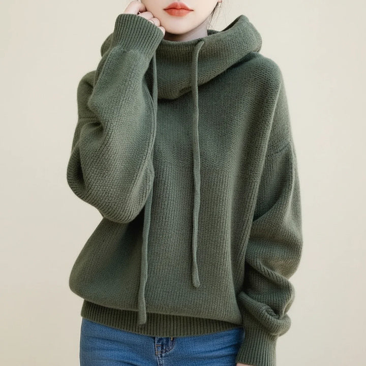 Women's Wool Knit Cowl Neck Pullover Jumper Hoodie Sweater