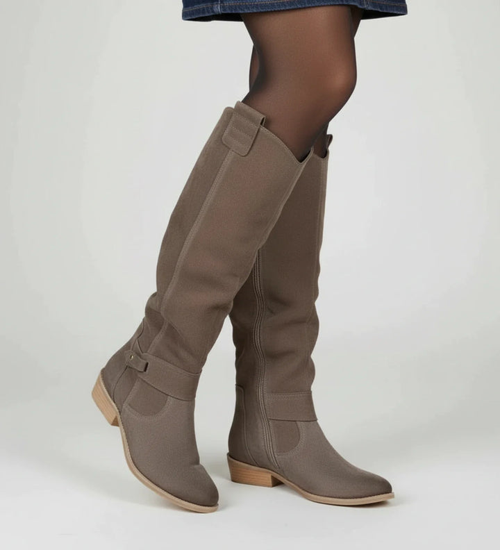 Women's Leather Knee High Boots Tall Riding Flat Heel Footwear