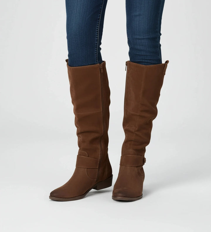 Women's Leather Knee High Boots Tall Riding Flat Heel Footwear