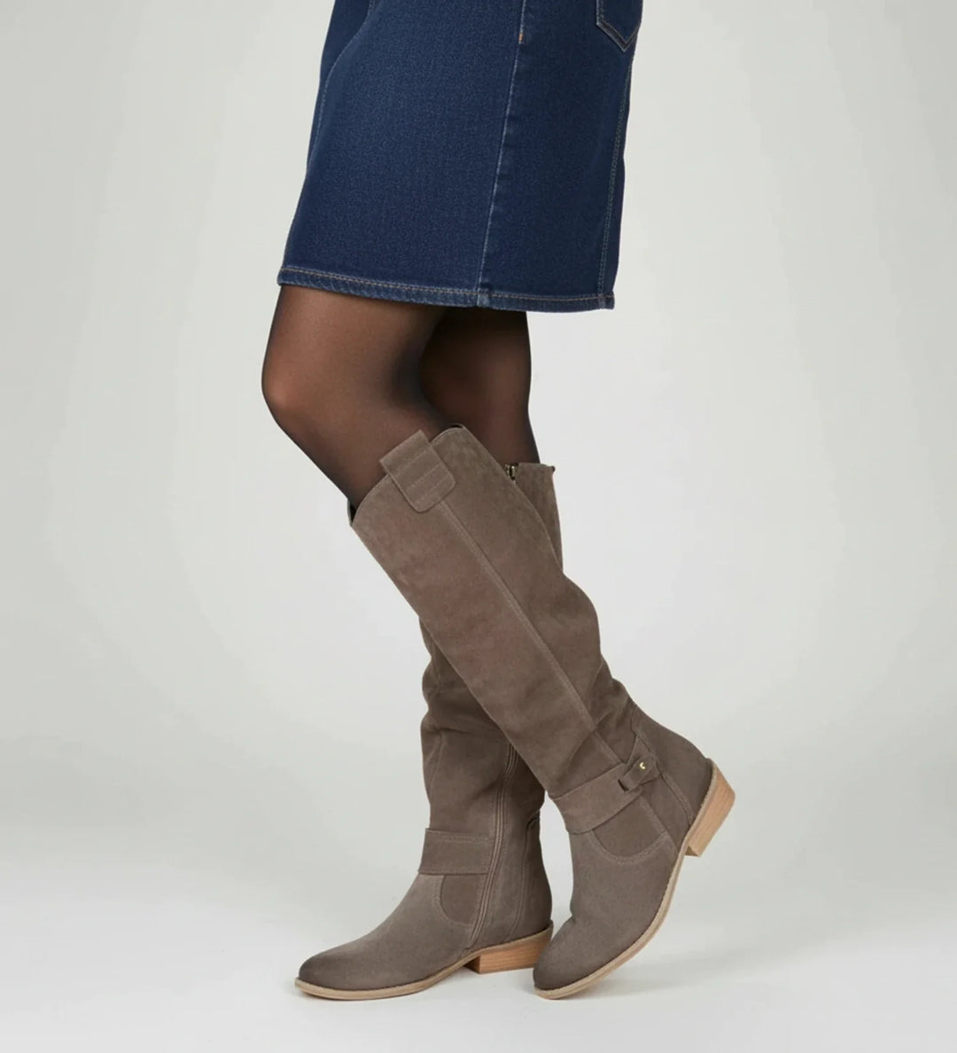 Women's Leather Knee High Boots Tall Riding Flat Heel Footwear
