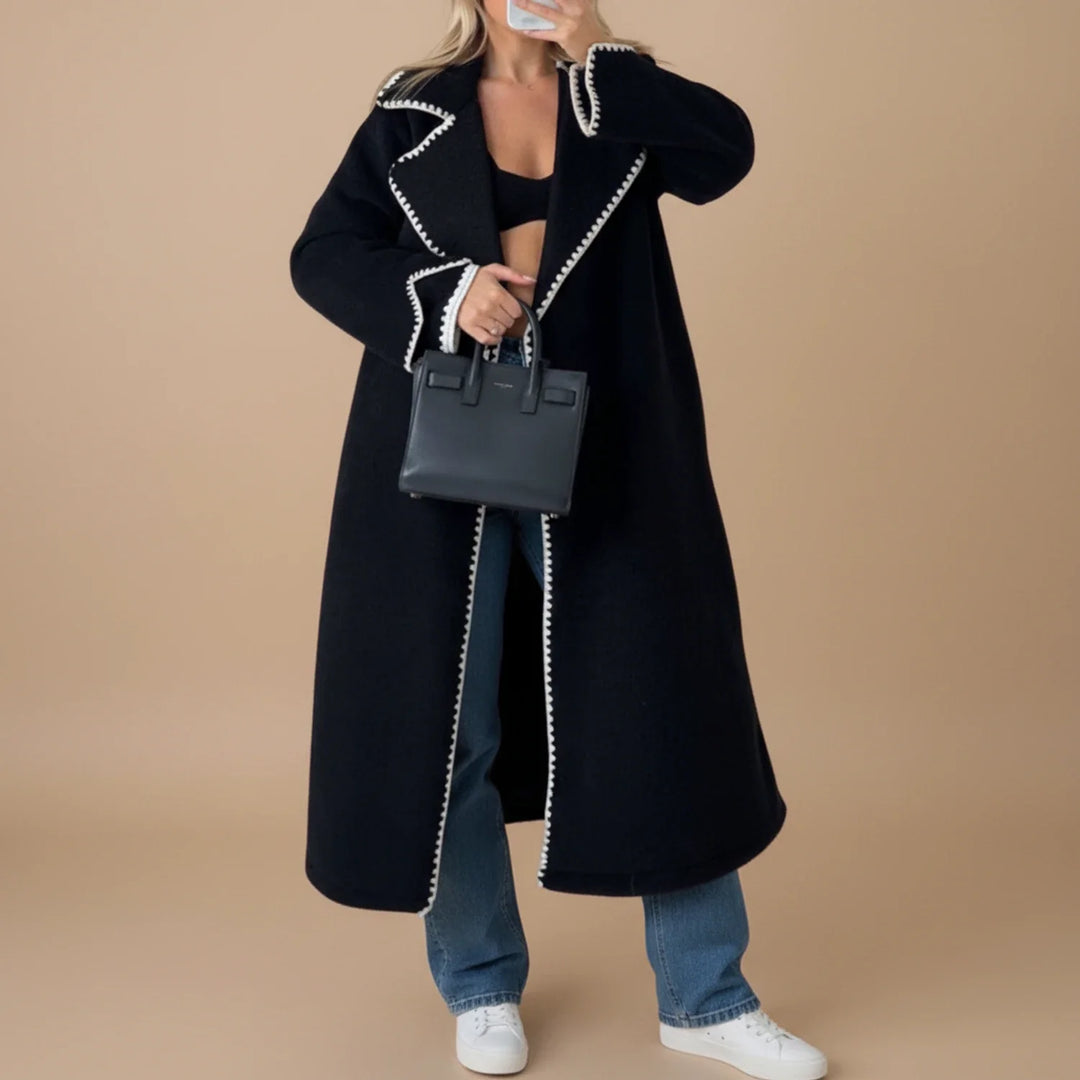 Women's Wool Trench Coat Longline Warm Overcoat Jacket