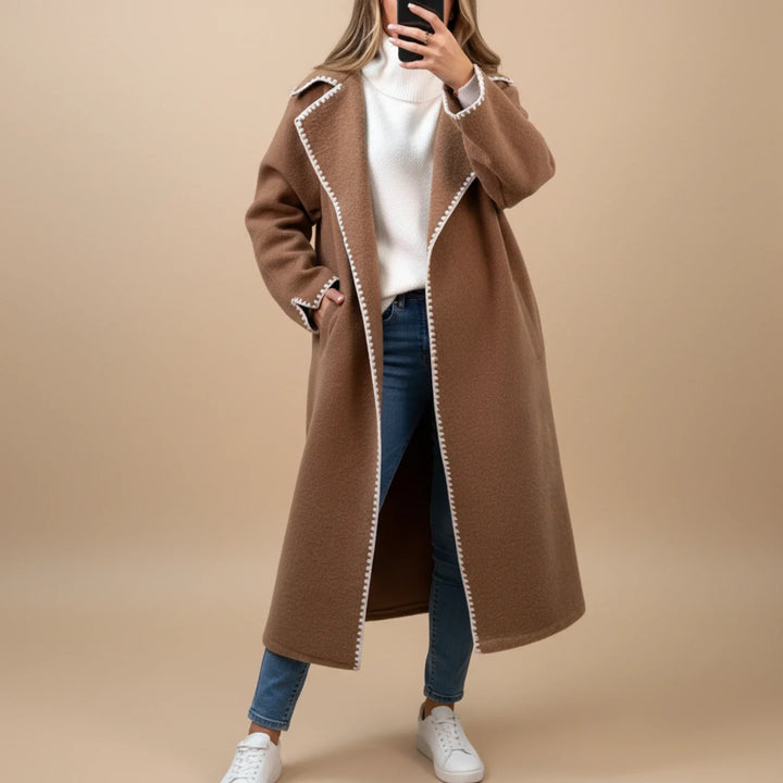 Women's Wool Trench Coat Longline Warm Overcoat Jacket