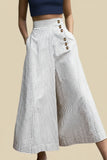 Women's Linen Striped Trousers Culottes Wide Leg Pants