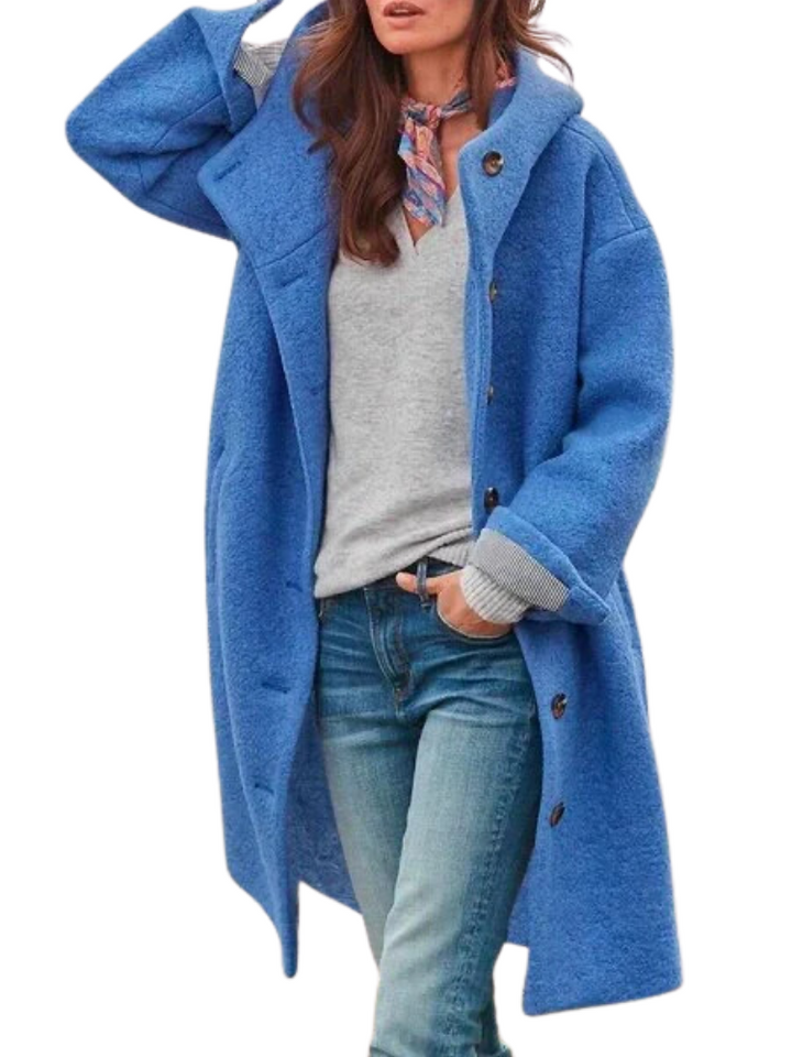 Women’s Fleece Hooded Longline Button-Front Coat