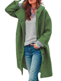 Women’s Fleece Hooded Longline Button-Front Coat