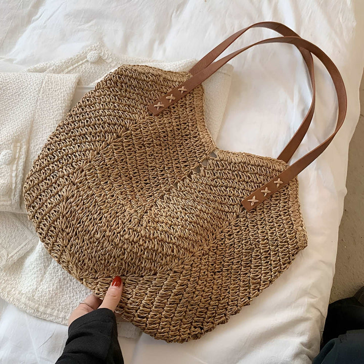 Women's Straw Woven Tote Shoulder Bag Beach Handbag