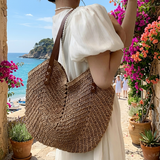 Women's Straw Woven Tote Shoulder Bag Beach Handbag