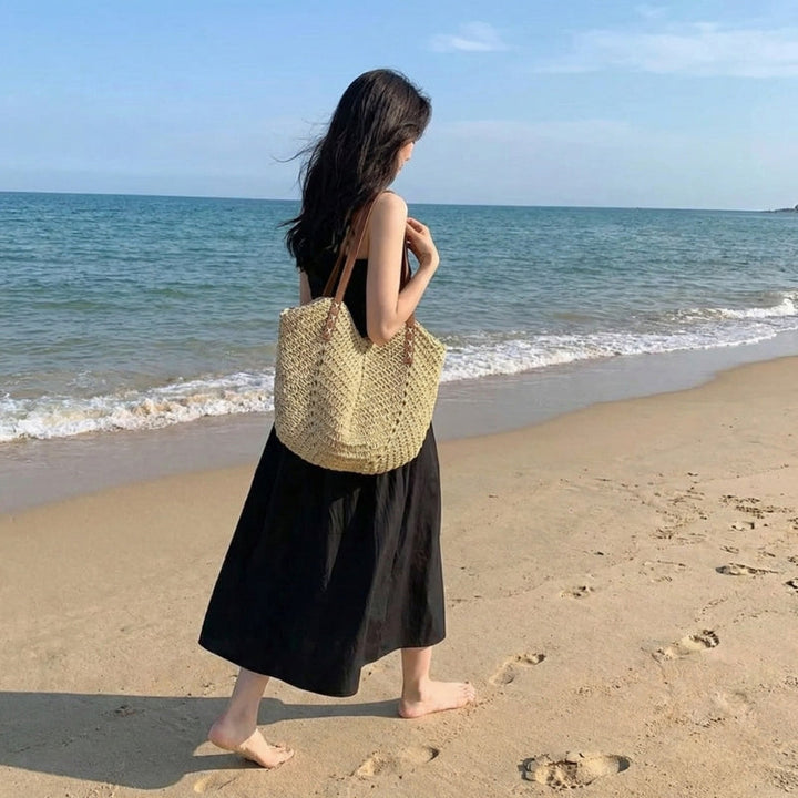 Women's Straw Woven Tote Shoulder Bag Beach Handbag