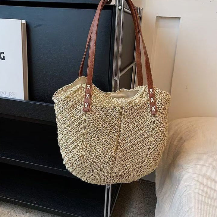 Women's Straw Woven Tote Shoulder Bag Beach Handbag