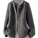 Veste en laine tricotée pour femme, cardigan, blazer, manteau d'extérieur