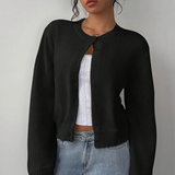 Women's Knit Crewneck Cardigan Sweater Casual Long Sleeve Jacket