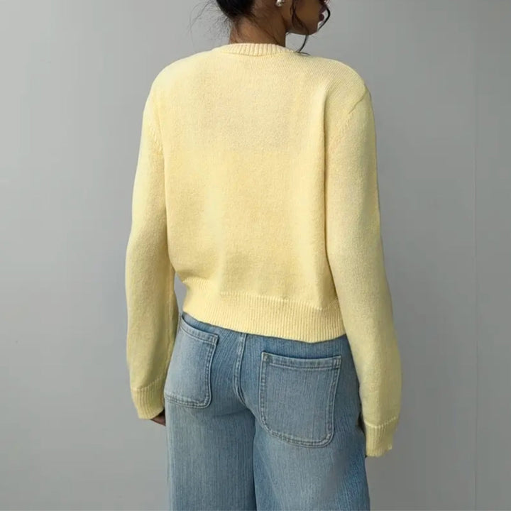 Women's Knit Crewneck Cardigan Sweater Casual Long Sleeve Jacket